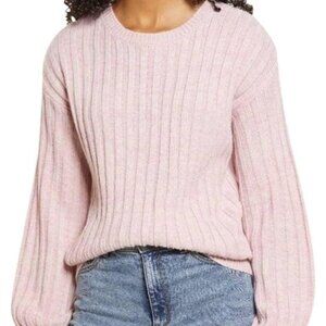 Blank NYC Ribbed Pullover Sweater Pink Lilac